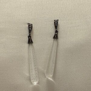 Vintage Sterling Black and Glass Drop Earrings